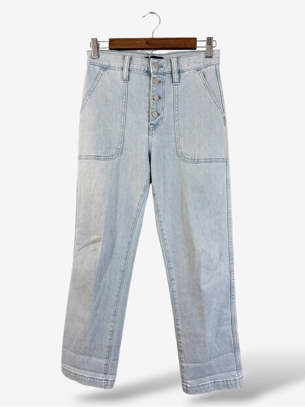 J. Crew Jeans Straight Leg Crop Size 25 Indigo Cove Light Wash Button Fly L4758